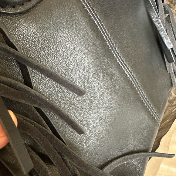 Maje Black Leather M Bag Fringe Top Handle Handbag Purse - Picture 4 of 11